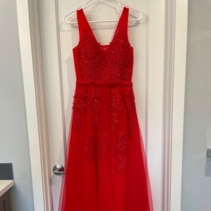Babyonline red formal evening gown/dress